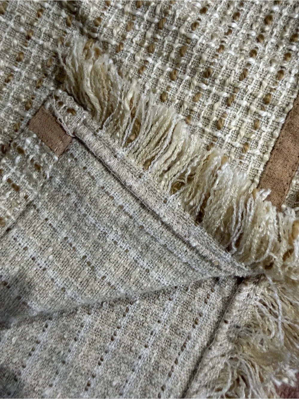 Croscill Window Valances Set of 2- Tan Textured Fringe 18”x 80”. Rod pocket 3”